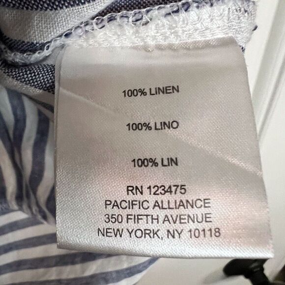 Ellen Tracy Womens Sleeveless Striped Button Linen Nautical Top Size Medium‎ - Picture 7 of 8